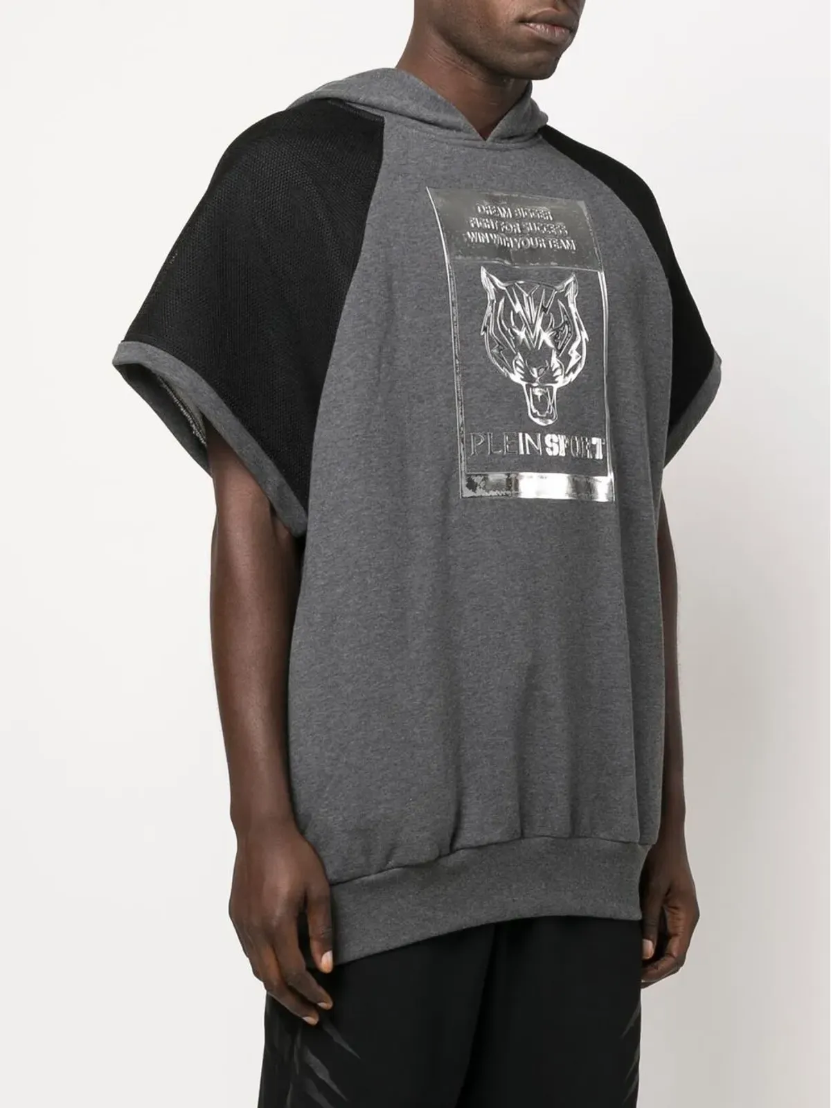 Plein Sport グラフィックプリント ショートスリーブ・フーディー ブラック - 画像3