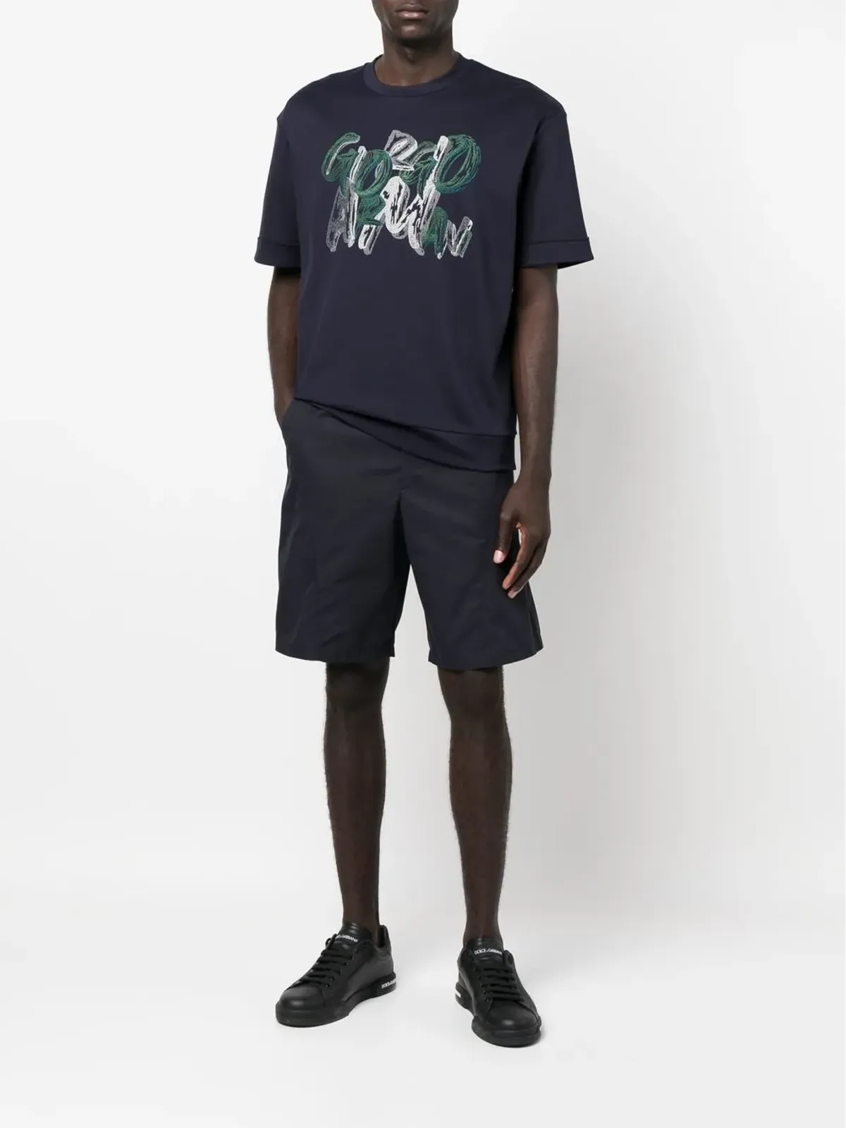 Giorgio Armani ドローコード付きオーガニックコットン トラックショーツ - 画像2
