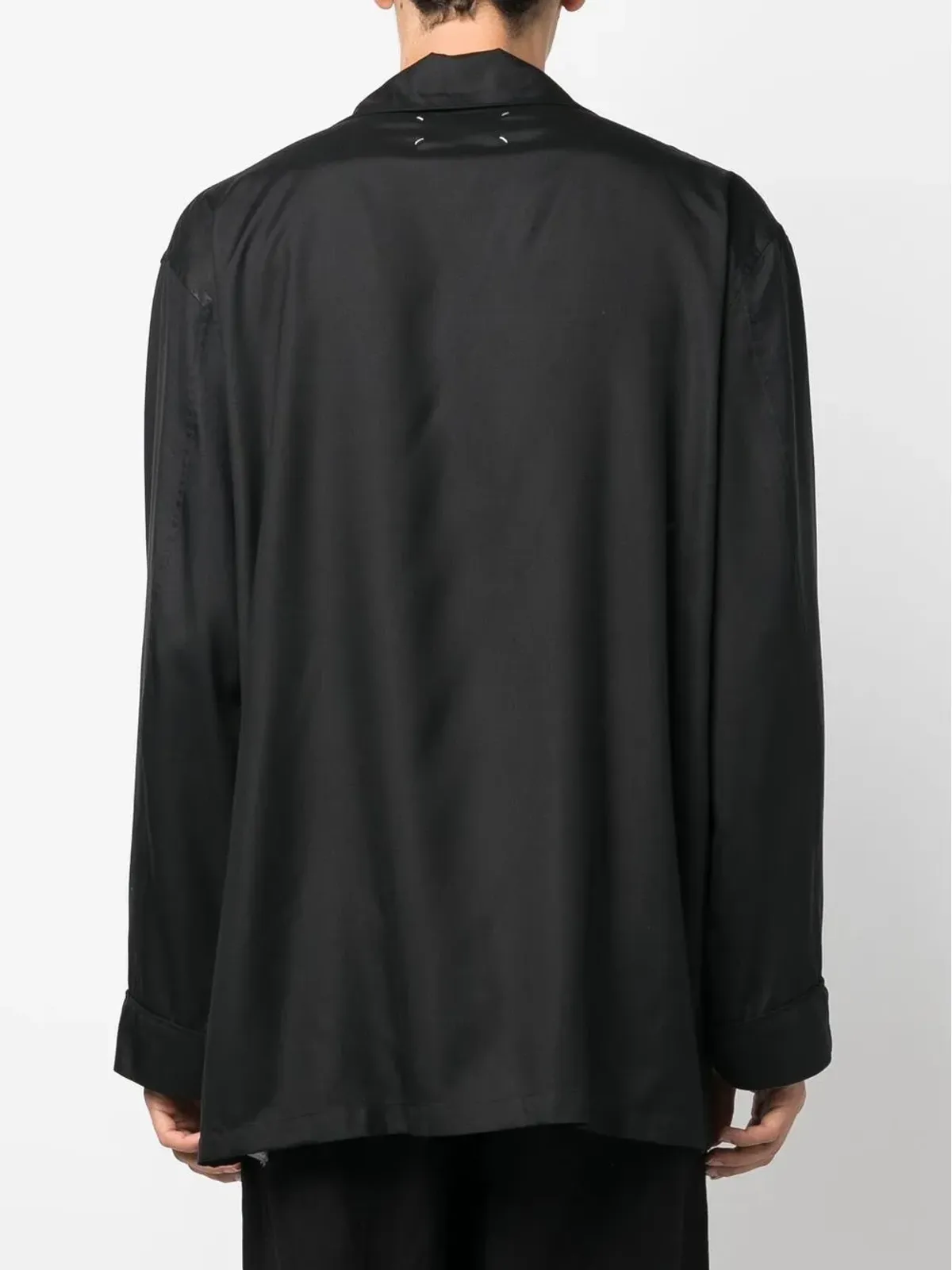 Maison Margiela ブラックの長袖シルクシャツ - 画像5