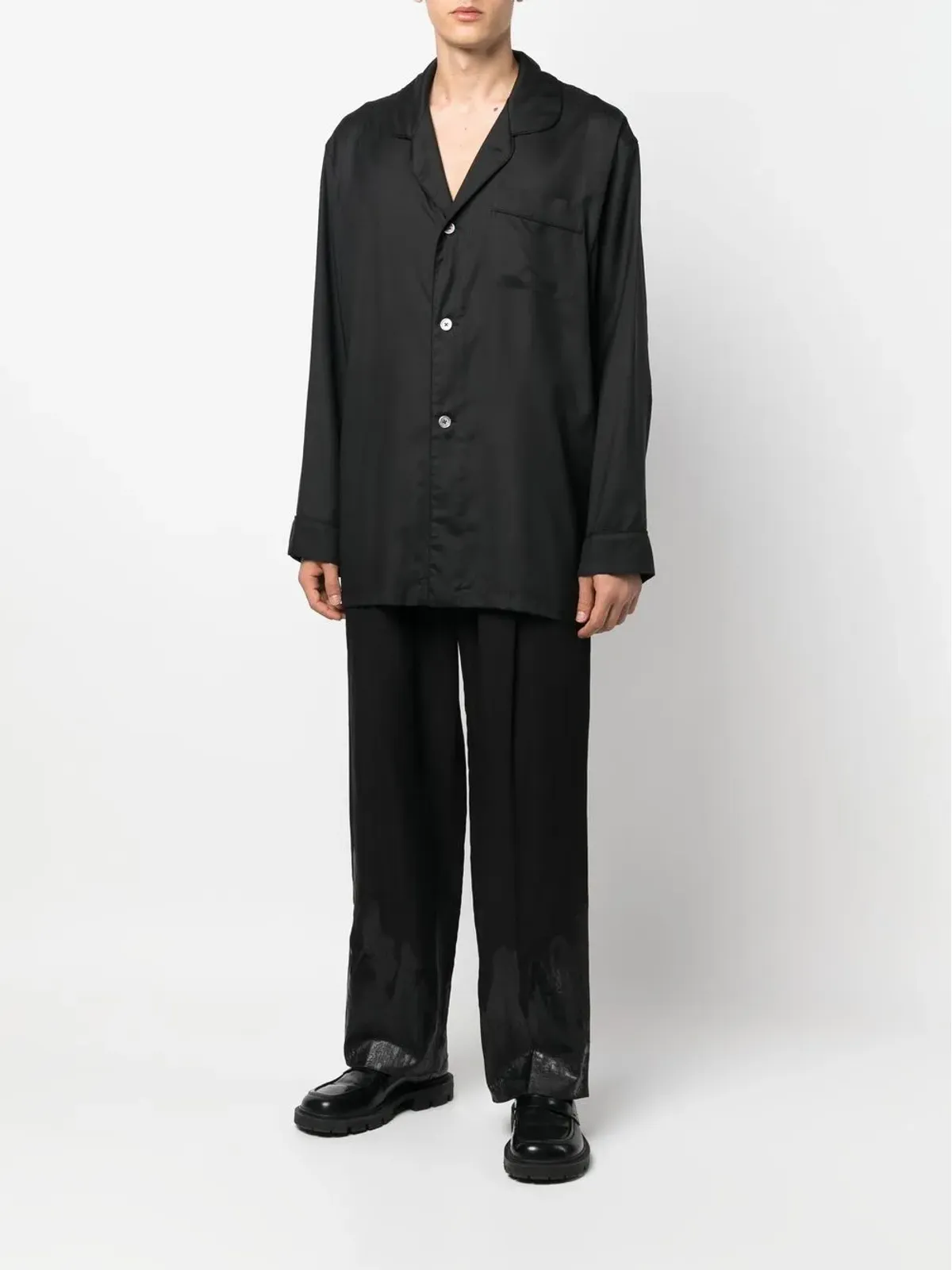 Maison Margiela ブラックの長袖シルクシャツ - 画像2