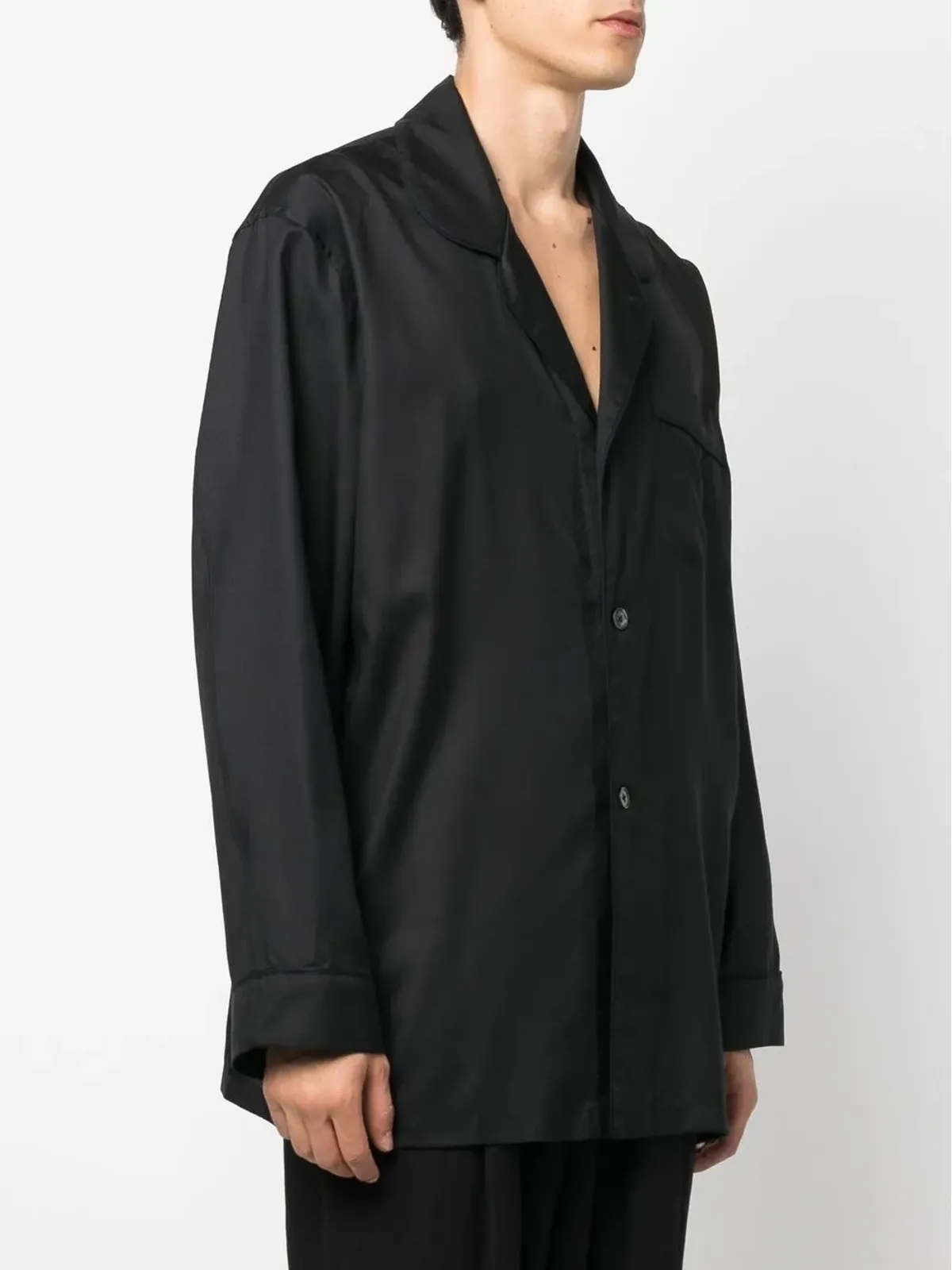 Maison Margiela ブラックの長袖シルクシャツ - 画像4
