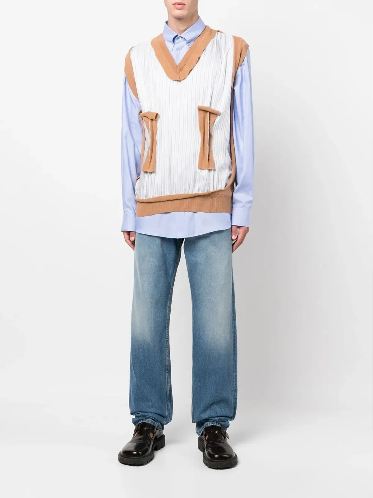 Maison Margiela スプライス編みディテール シャツ - 画像2