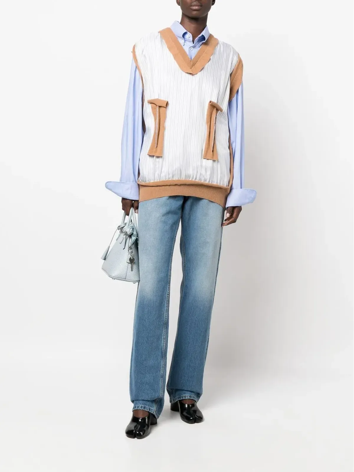 Maison Margiela スプライス編みディテール シャツ - 画像3