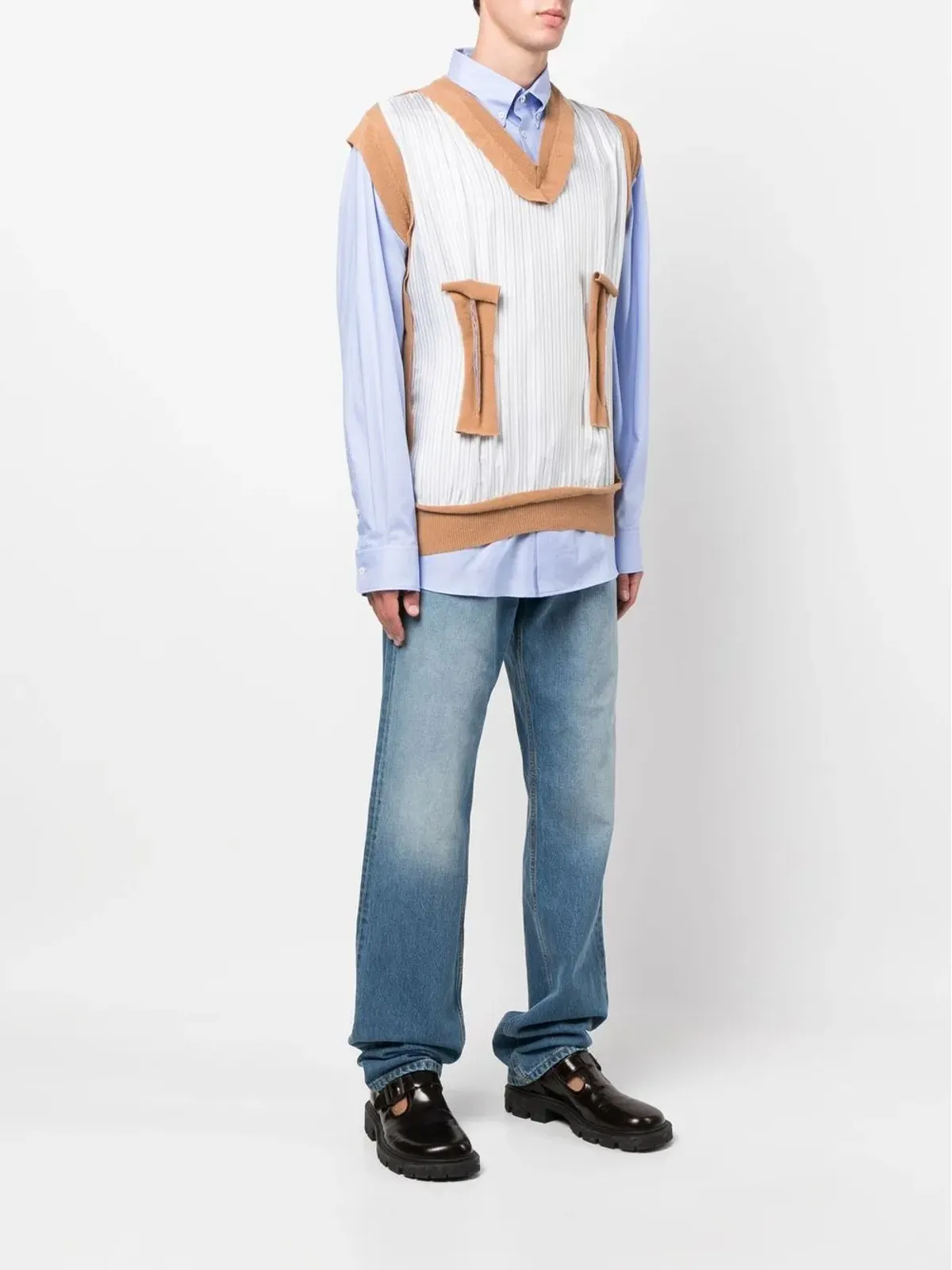 Maison Margiela スプライス編みディテール シャツ - 画像4