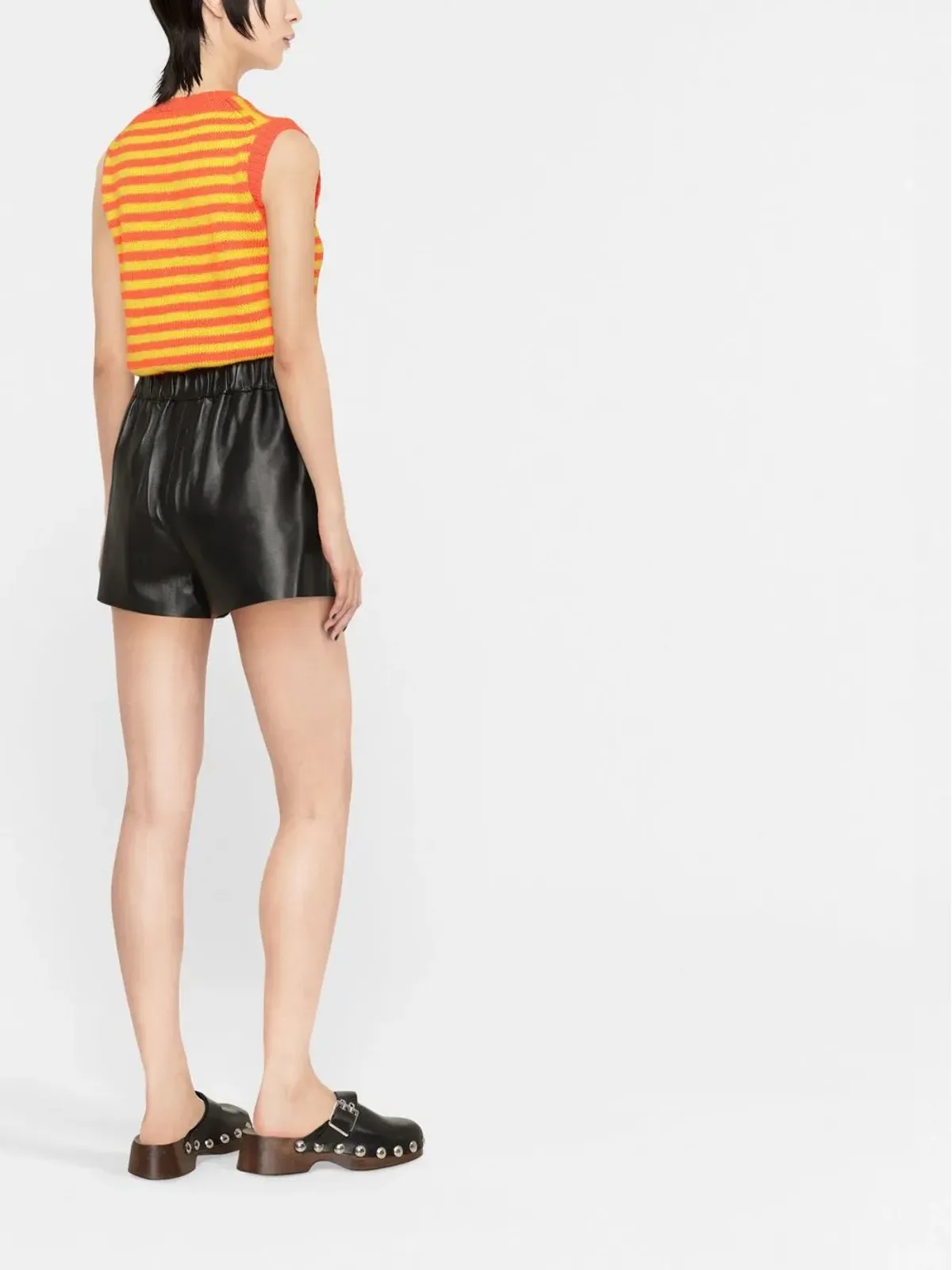 RED Valentino エラスティックウェスト レザー ミニショーツ - 画像3