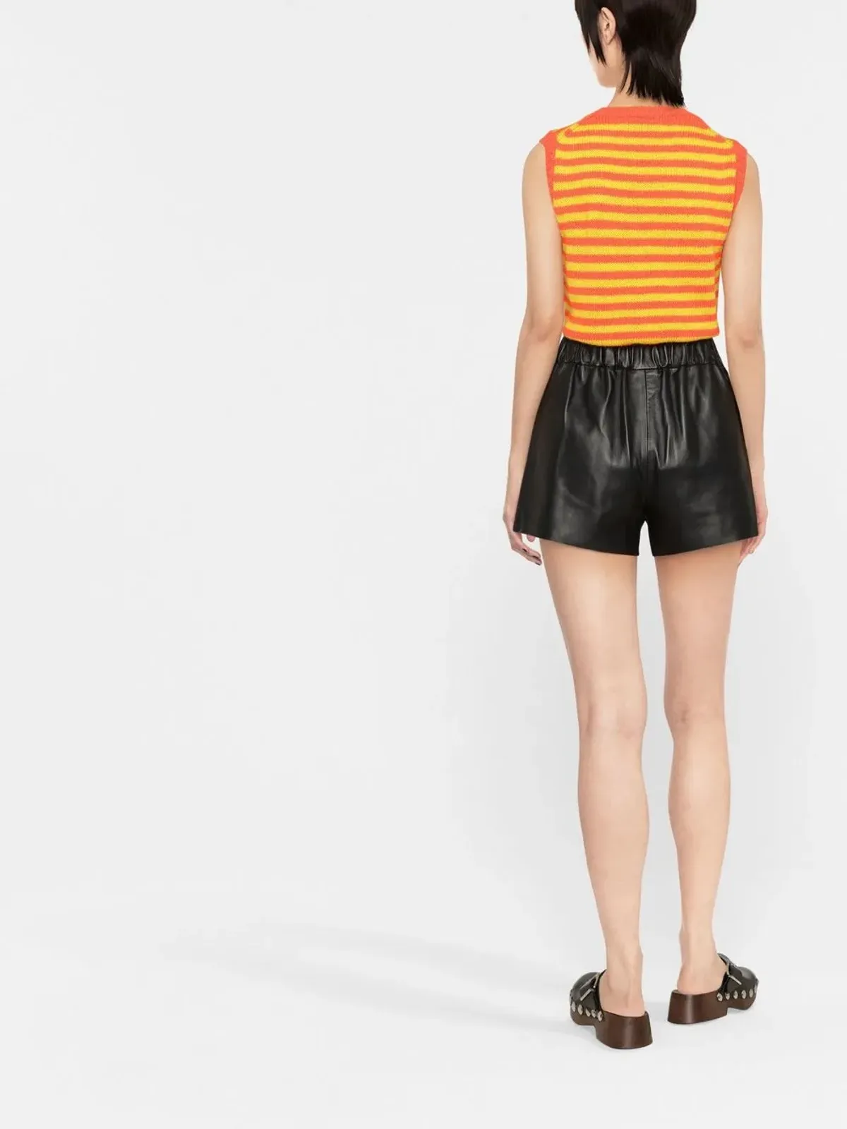 RED Valentino エラスティックウェスト レザー ミニショーツ - 画像4