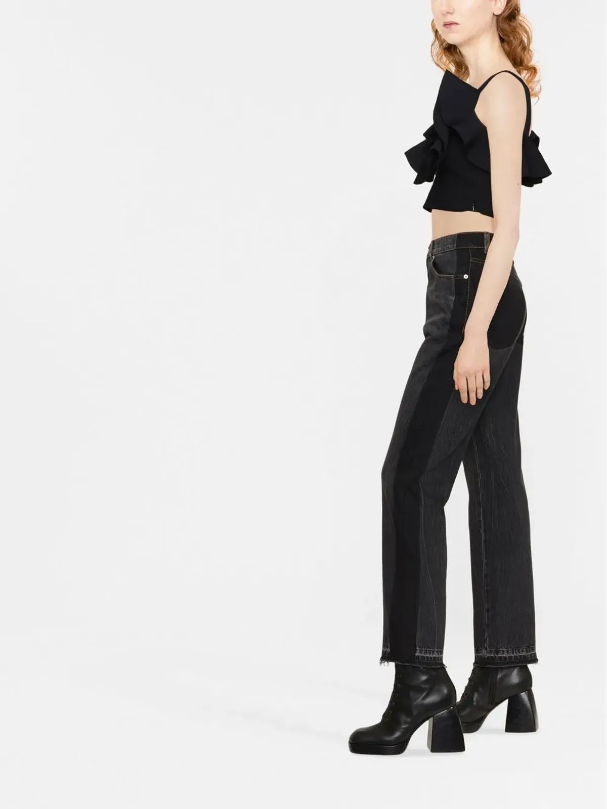 Alexander McQueen ハイウェスト ブーツカット ジーンズ - ブラック - 画像3