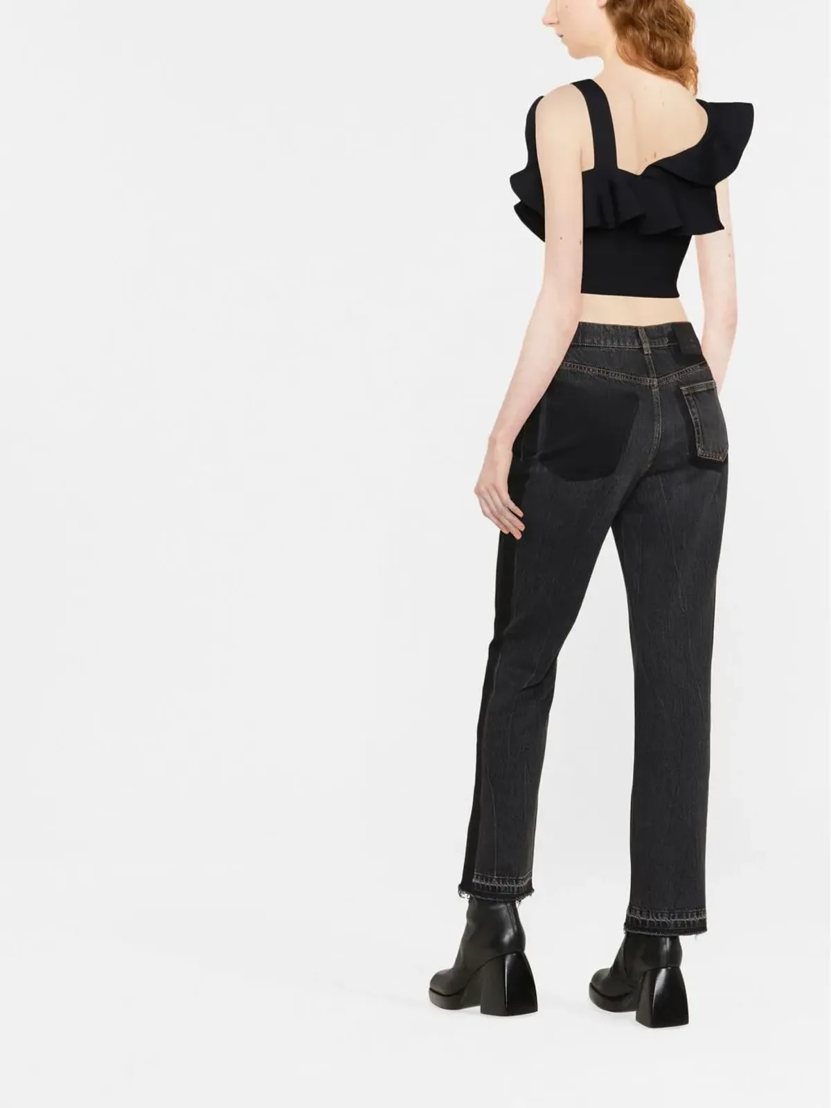 Alexander McQueen ハイウェスト ブーツカット ジーンズ - ブラック - 画像4