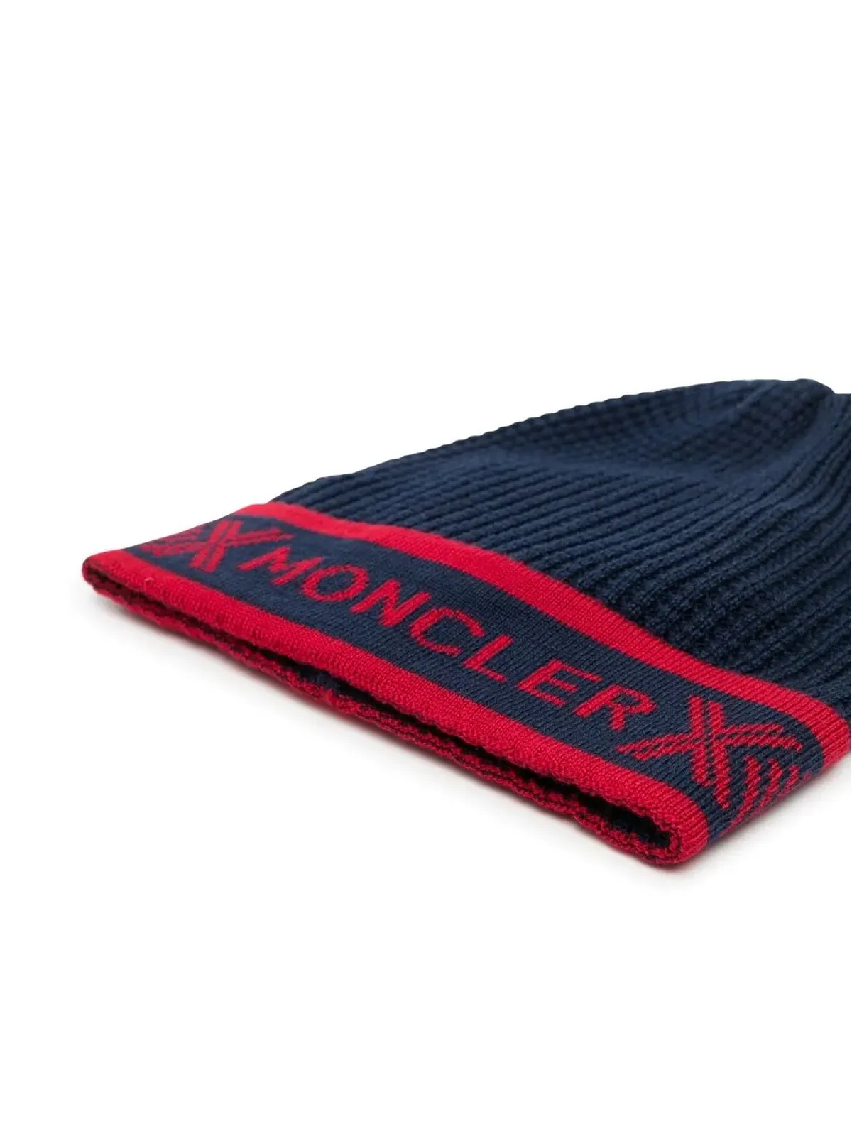 Moncler Enfant ヴァージンウール ニット ビーニー帽 ネイビー - 画像2