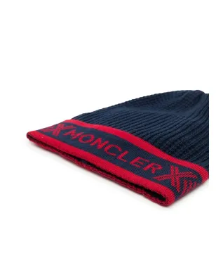 Moncler Enfant ヴァージンウール ニット ビーニー帽 ネイビー - サムネイル2