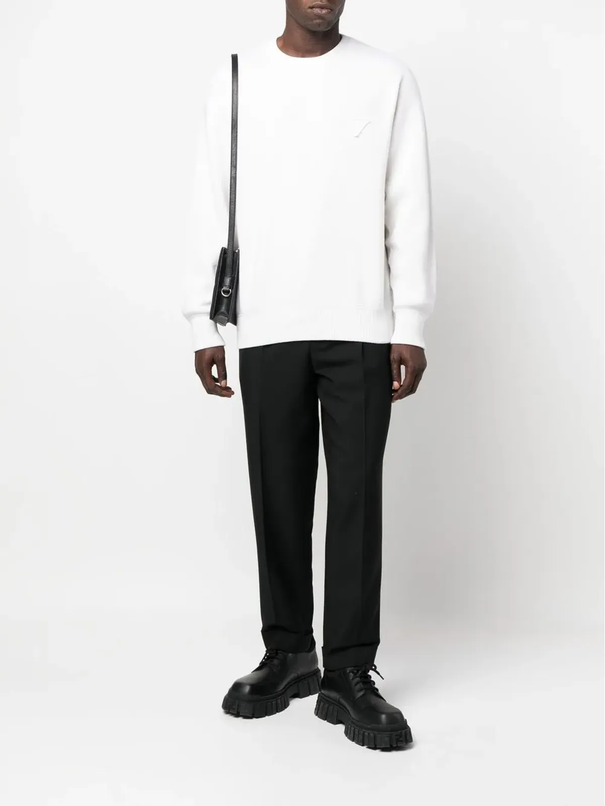 Prada logo-appliqué sweater - White - 画像2