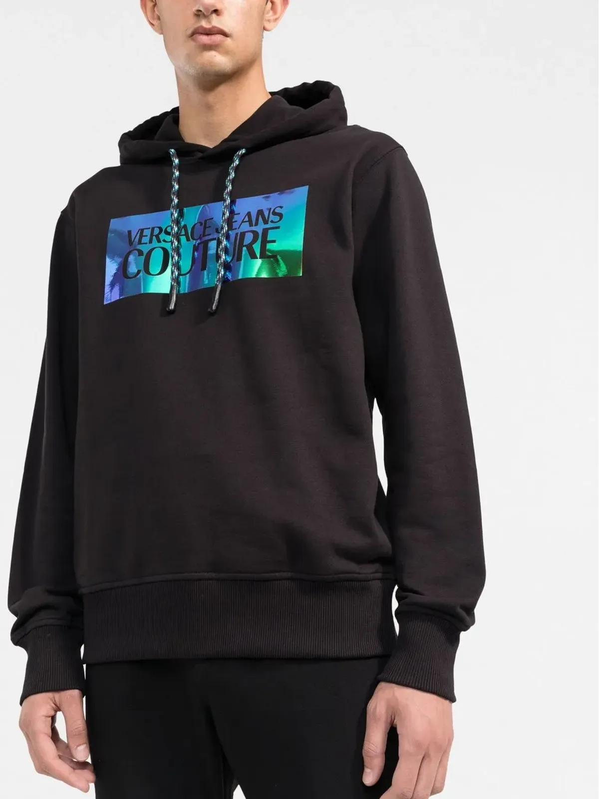 Versace Jeans Couture ロゴプリント ドローストリング フーディー - 画像3