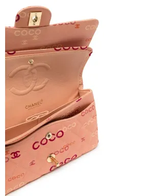 CHANEL Vintage 2002 ロゴプリント ダブルフラップ ショルダーバッグ ピンク - サムネイル5