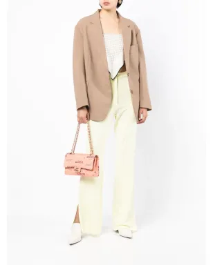 CHANEL Vintage 2002 ロゴプリント ダブルフラップ ショルダーバッグ ピンク - サムネイル2