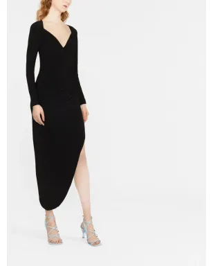Norma Kamali 長袖アシンメトリーヘム ドレス - ブラック - サムネイル2