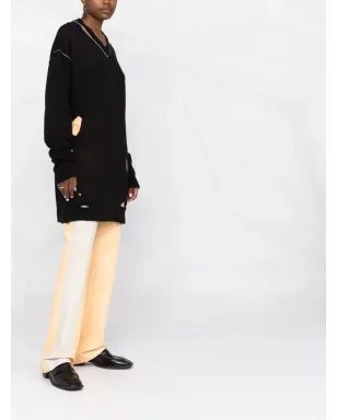 MM6 Maison Margiela ダメージ加工のVネックニット（ブラック） - サムネイル4