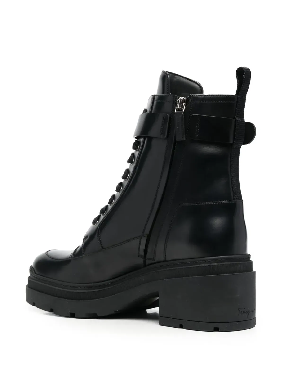 Ferragamo レザー コンバットブーツ - ブラック - 画像3