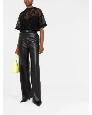 Alexander McQueen フローラルレース半袖トップ - ブラック - サムネイル2