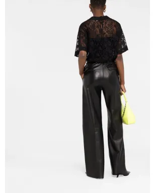 Alexander McQueen フローラルレース半袖トップ - ブラック - サムネイル4