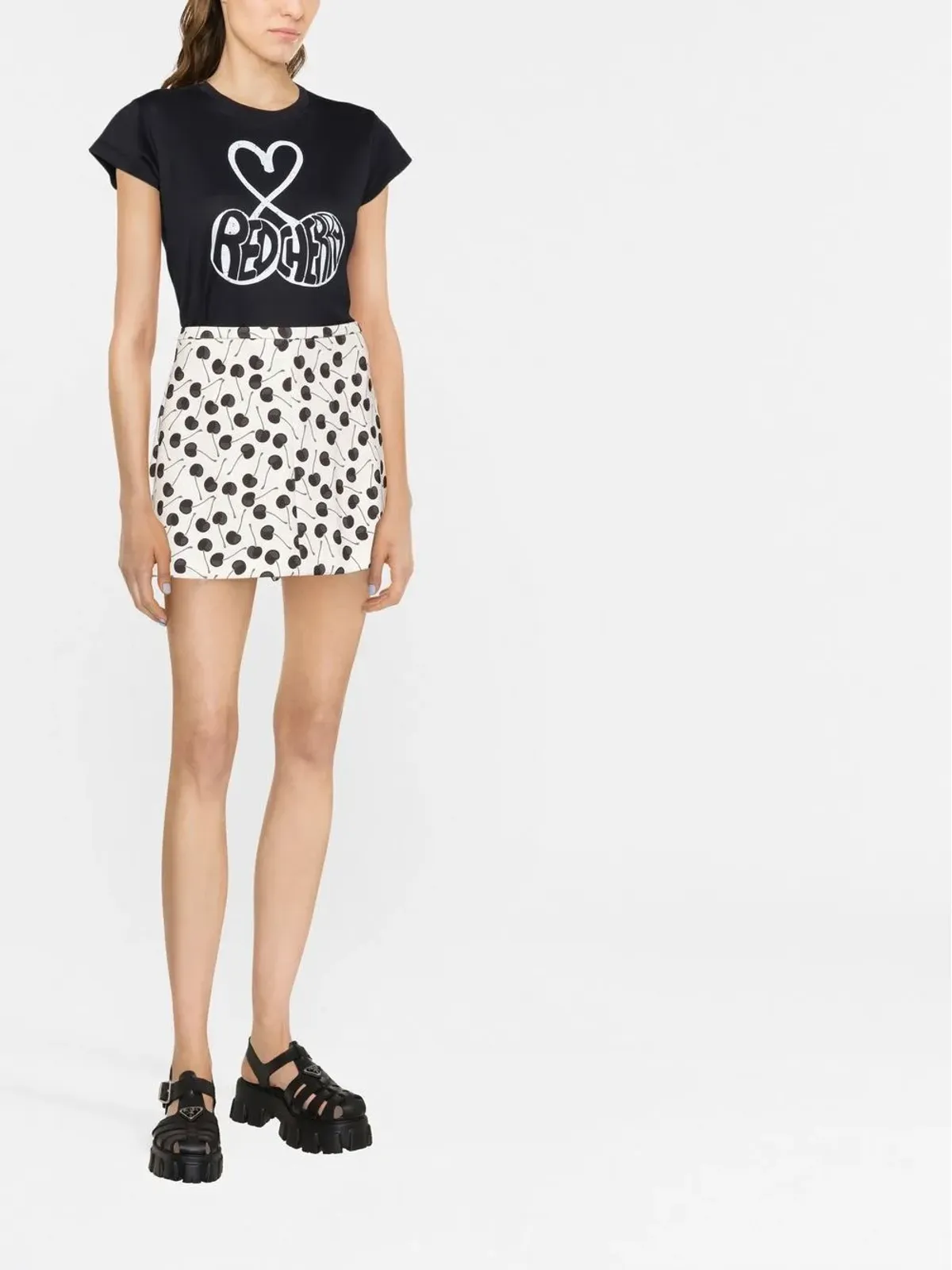 RED Valentino cherry-print mini skort - Neutrals - 画像2