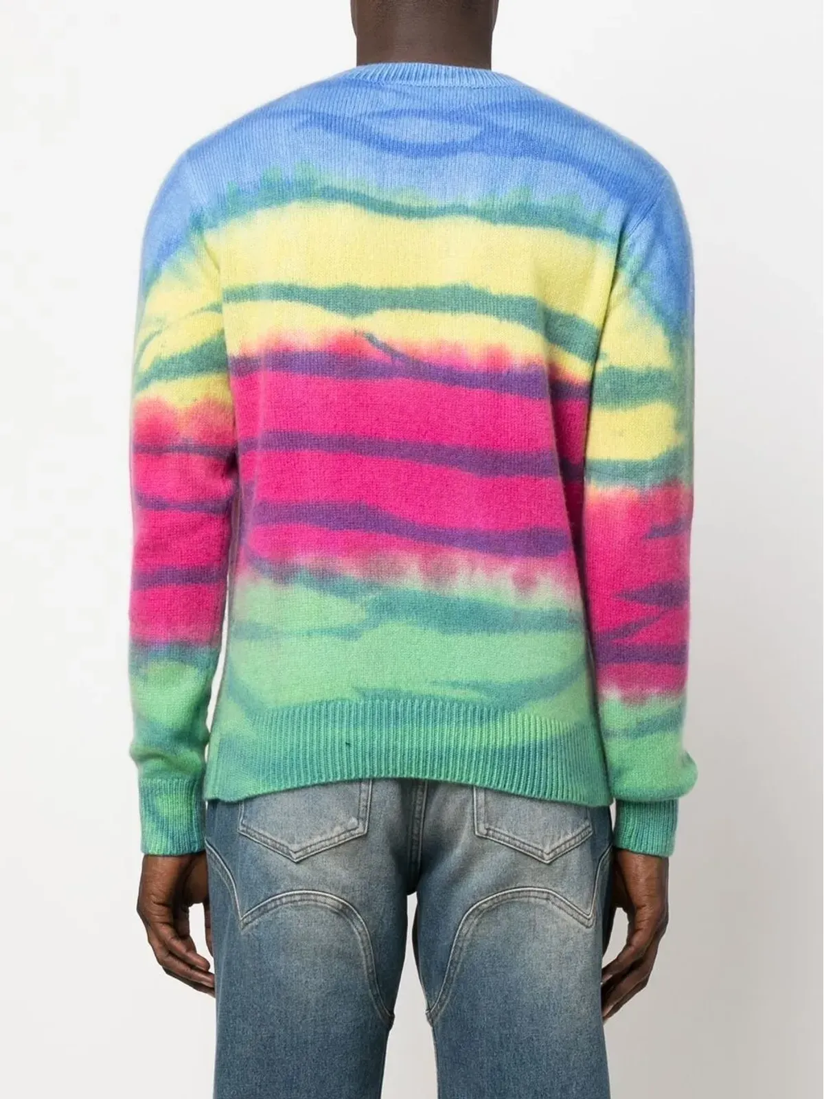 The Elder Statesman ストライプタイダイ カシミア セーター - 画像4