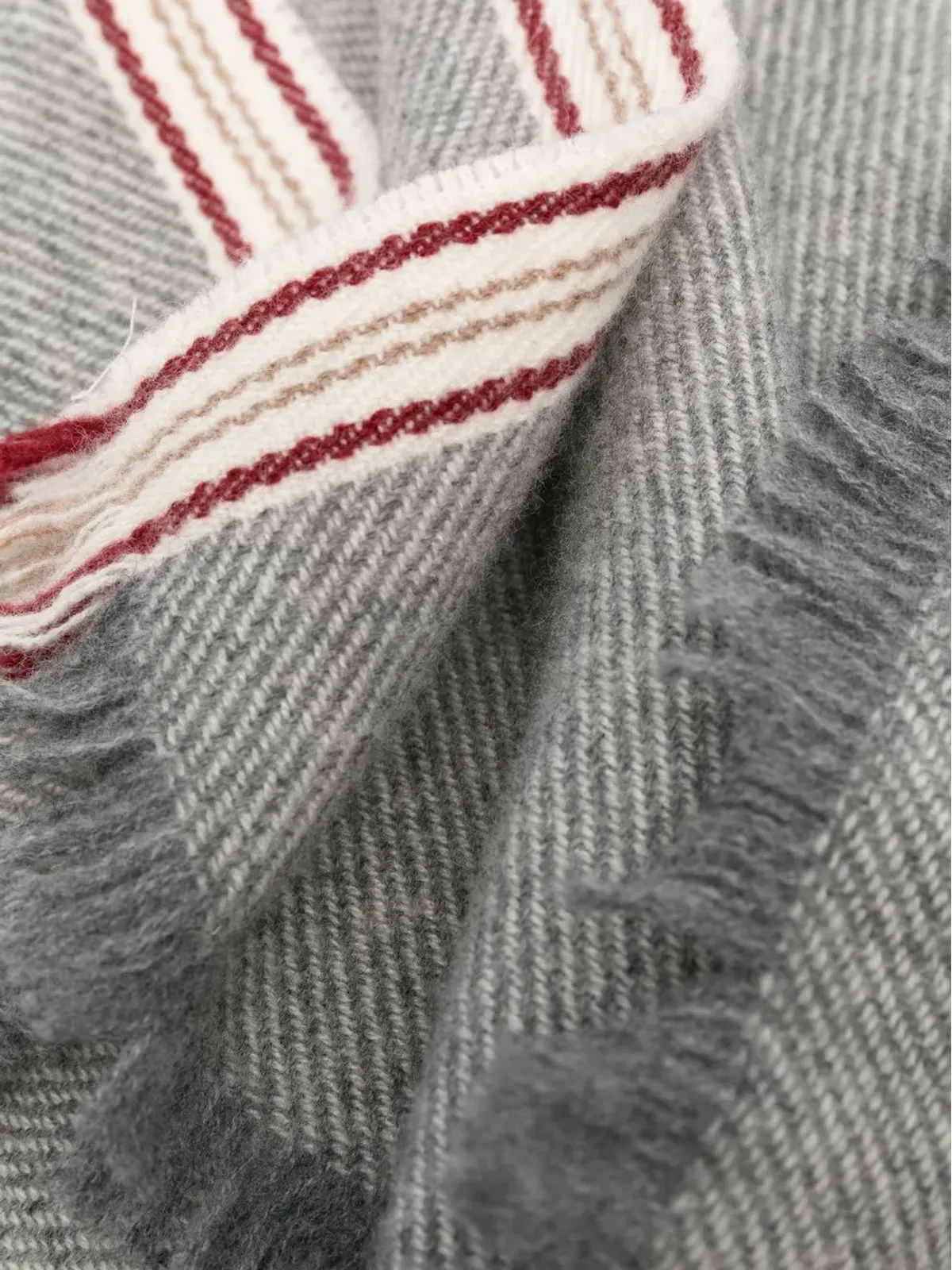 Brunello Cucinelli カシミアストライプスカーフ - グレー - 画像2