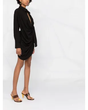 Jacquemus 長袖シャツミニドレス - Black - サムネイル4