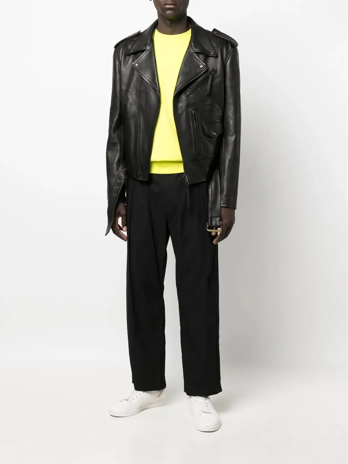 LOEWE ベルト付きレザーバイカージャケット - 画像2