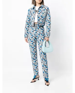 Fiorucci ロゴ入り クロップドジャケット ブルー - サムネイル2
