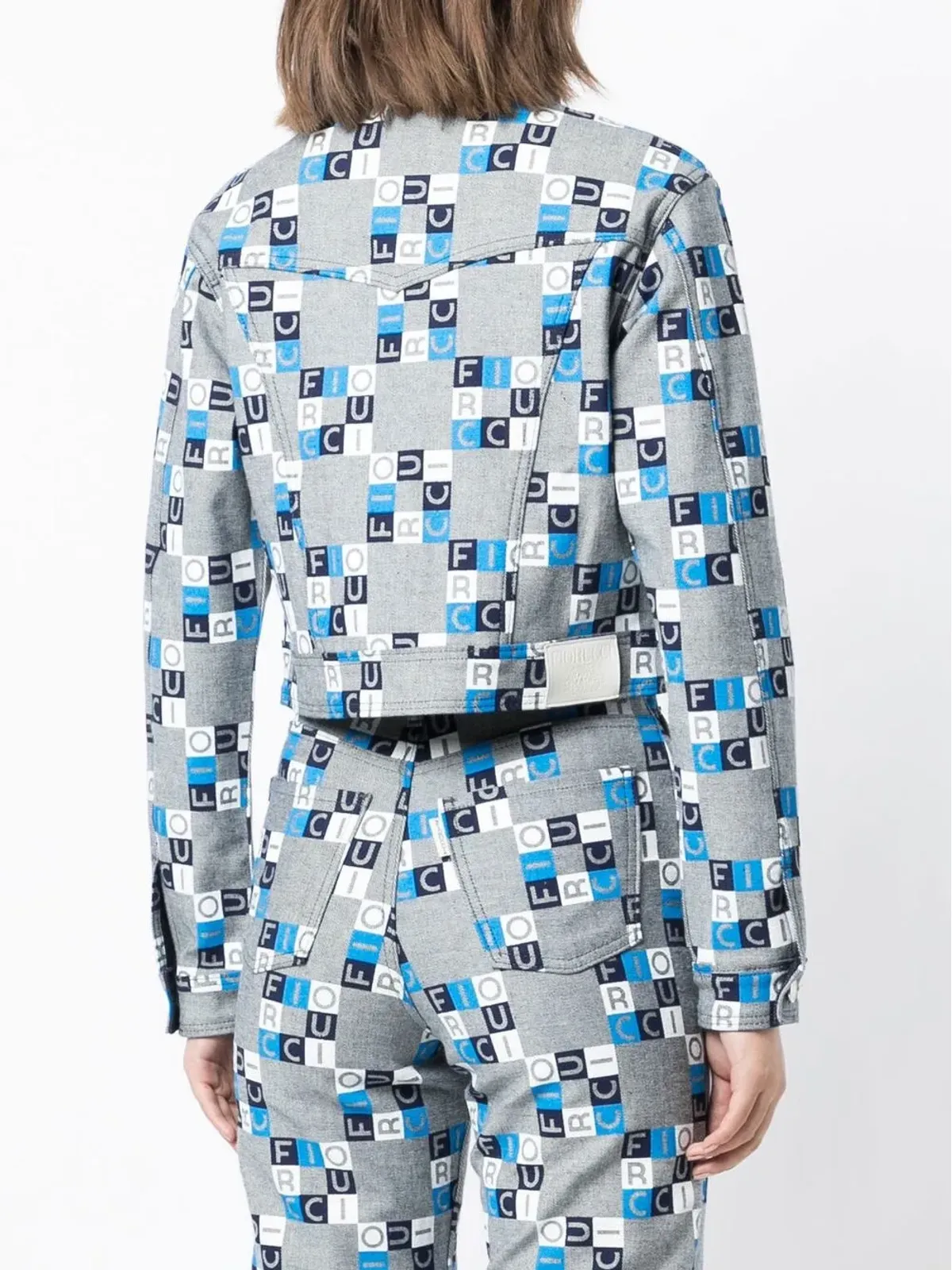 Fiorucci ロゴ入り クロップドジャケット ブルー - 画像4