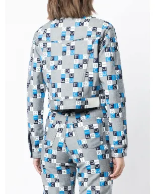 Fiorucci ロゴ入り クロップドジャケット ブルー - サムネイル4