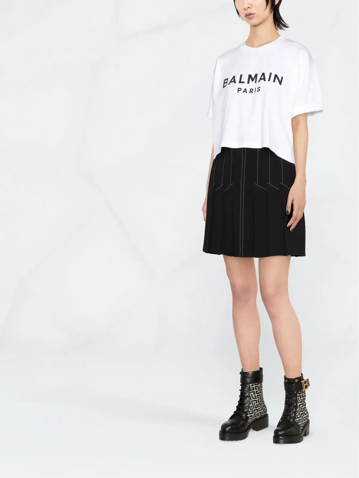 Balmain クロップド ロゴプリント Tシャツ - 画像2