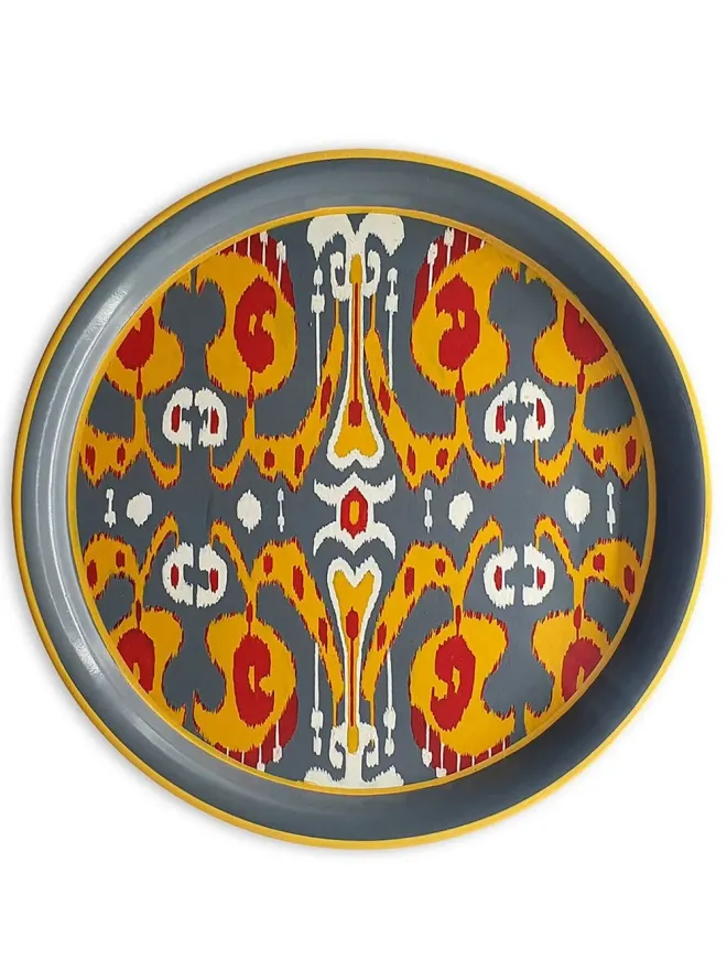 Les-Ottomans Les-Ottomans abstract-print hand-painted tray - Greyの商品画像