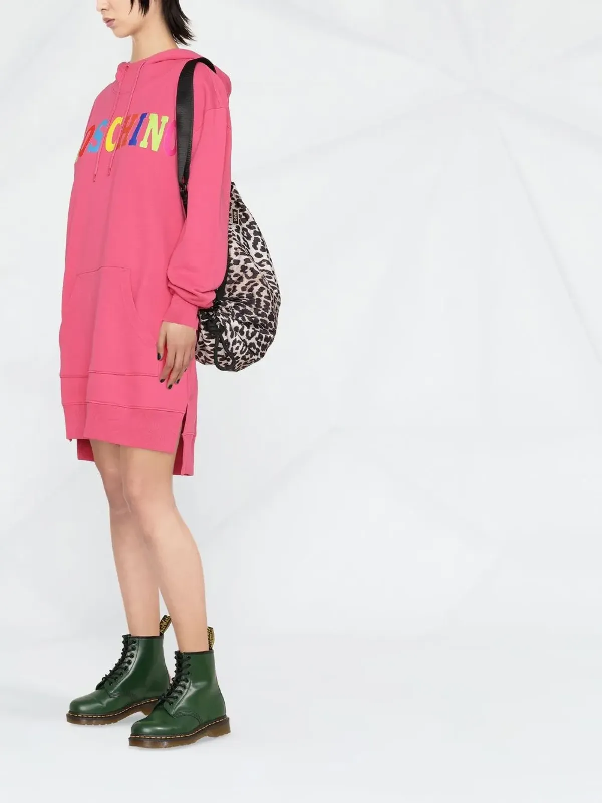 Moschino ロゴプリント フード付きドレス - ピンク - 画像2