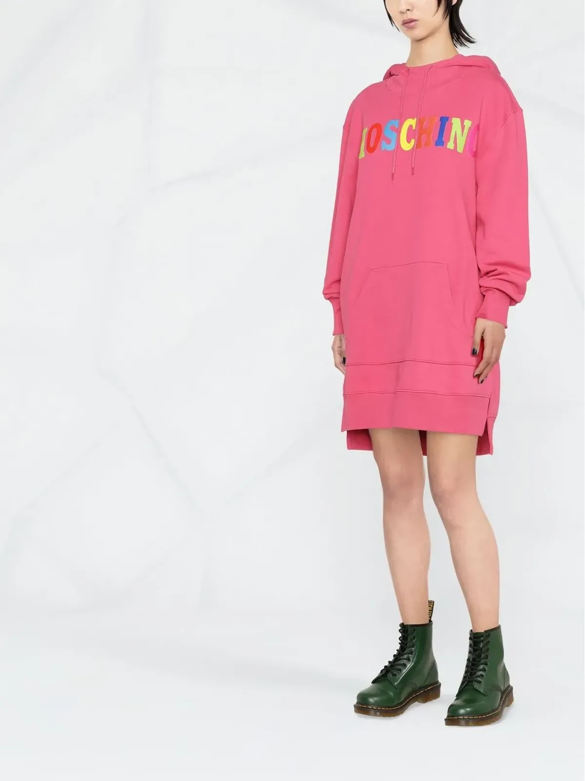Moschino ロゴプリント フード付きドレス - ピンク - 画像3