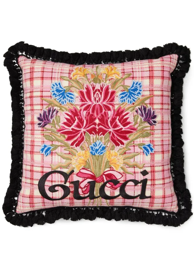 Gucci Gucci 花柄ロゴ刺繍クッション ピンクの商品画像