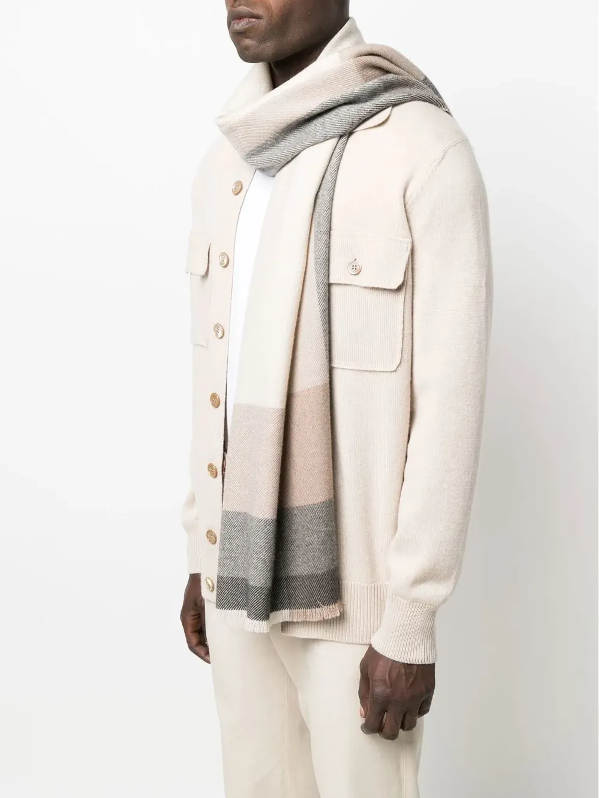 Brunello Cucinelli ストライプウールスカーフ - 画像2