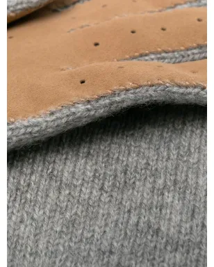 Brunello Cucinelli レザー・トリム カシミヤ手袋 - グレー - サムネイル2