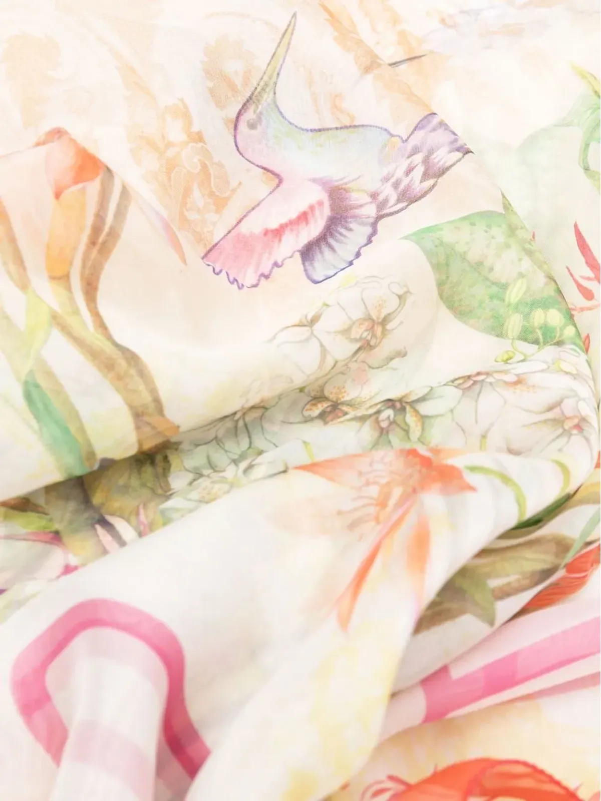 ETRO 花柄プリント スカーフ オレンジ - 画像3