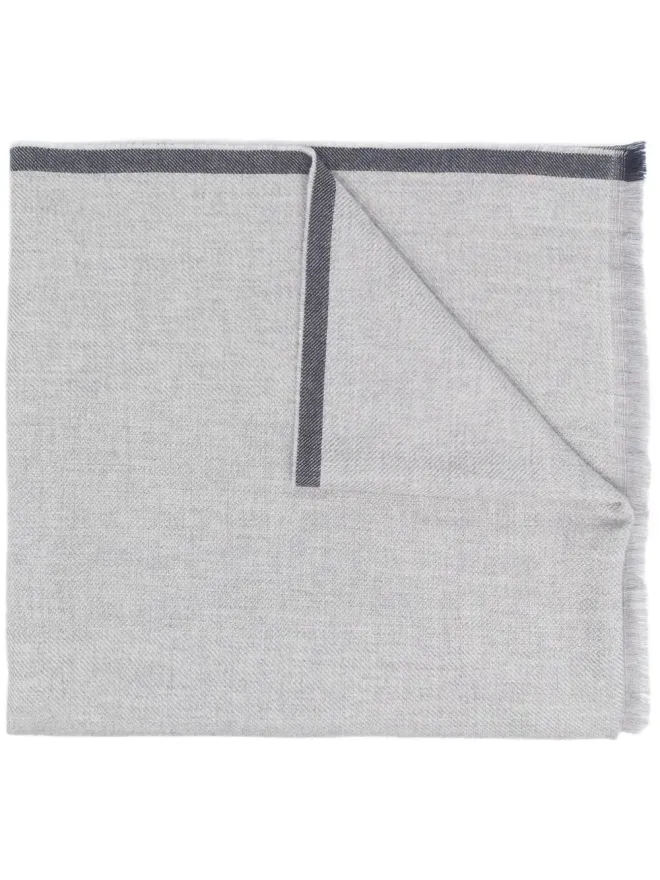 Brunello Cucinelli Brunello Cucinelli コントラストトリム・フリンジエッジ スカーフの商品画像