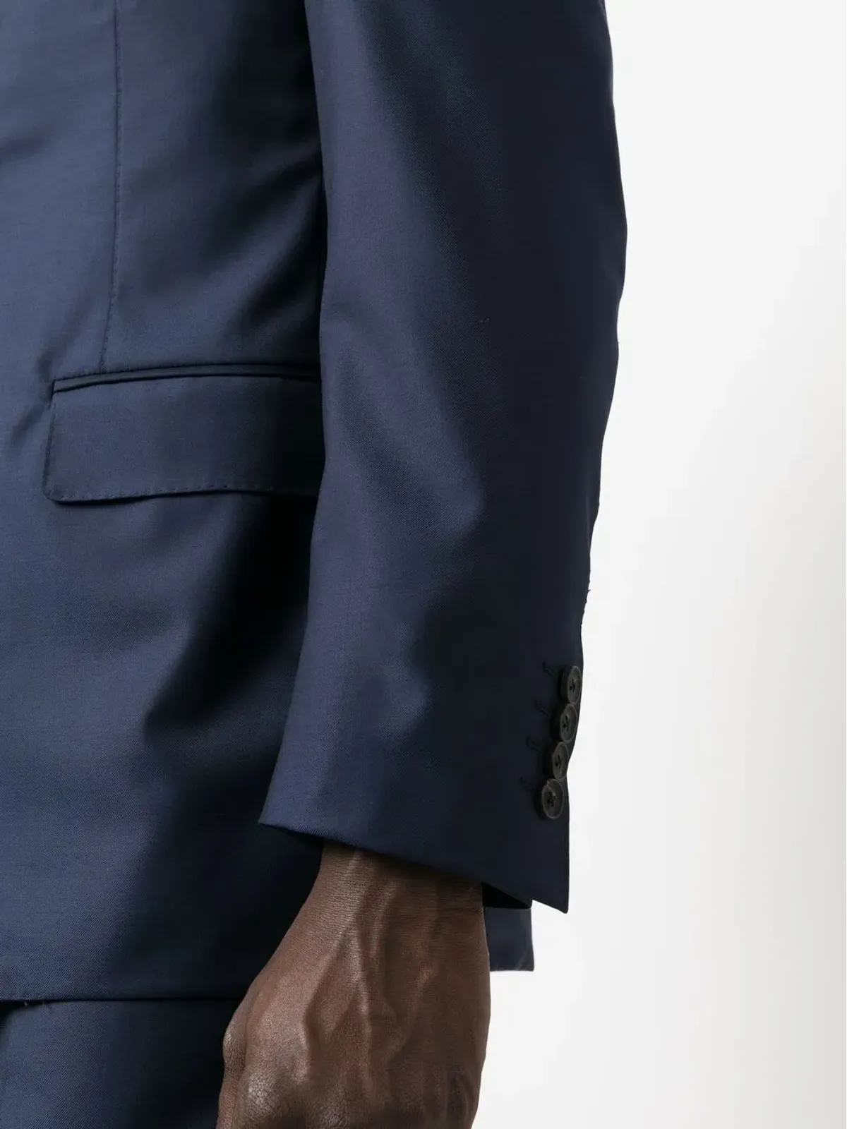 Canali ロゴパッチ付きシングルブレストスーツ - ネイビーブルー - 画像5