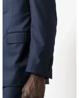 Canali ロゴパッチ付きシングルブレストスーツ - ネイビーブルー - サムネイル5