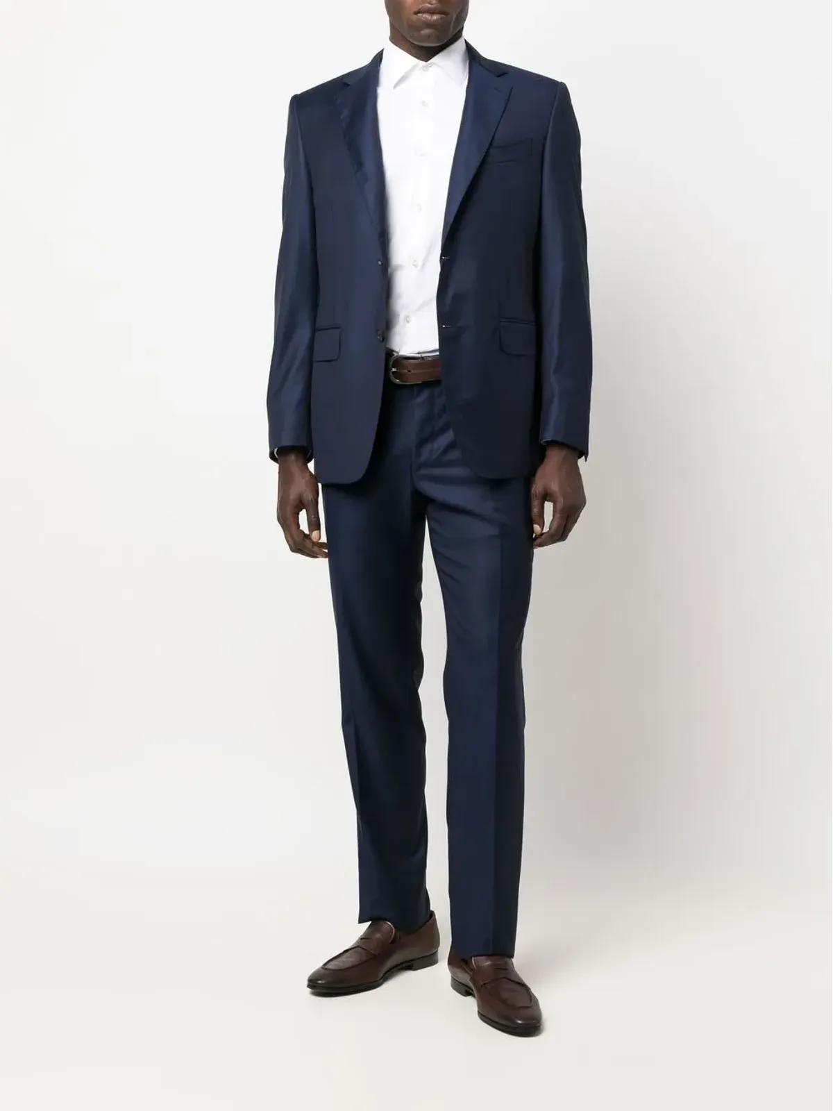 Canali ロゴパッチ付きシングルブレストスーツ - ネイビーブルー - 画像2