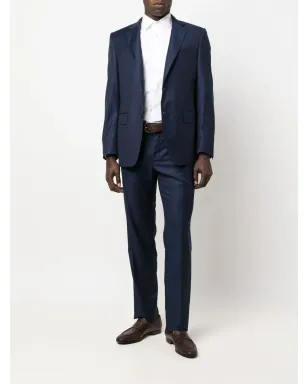 Canali ロゴパッチ付きシングルブレストスーツ - ネイビーブルー - サムネイル2