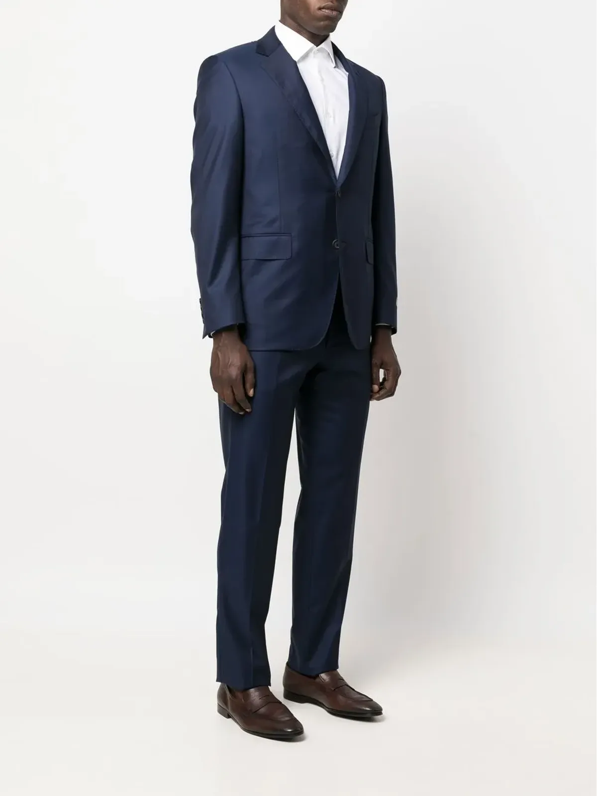 Canali ロゴパッチ付きシングルブレストスーツ - ネイビーブルー - 画像3