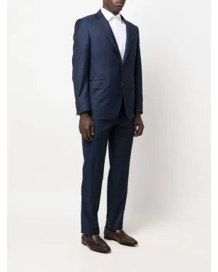 Canali ロゴパッチ付きシングルブレストスーツ - ネイビーブルー - サムネイル3