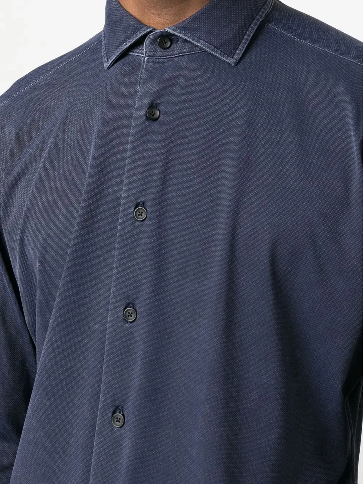 Xacus 長袖ウォッシュ加工シャツ - ブルー - 画像5