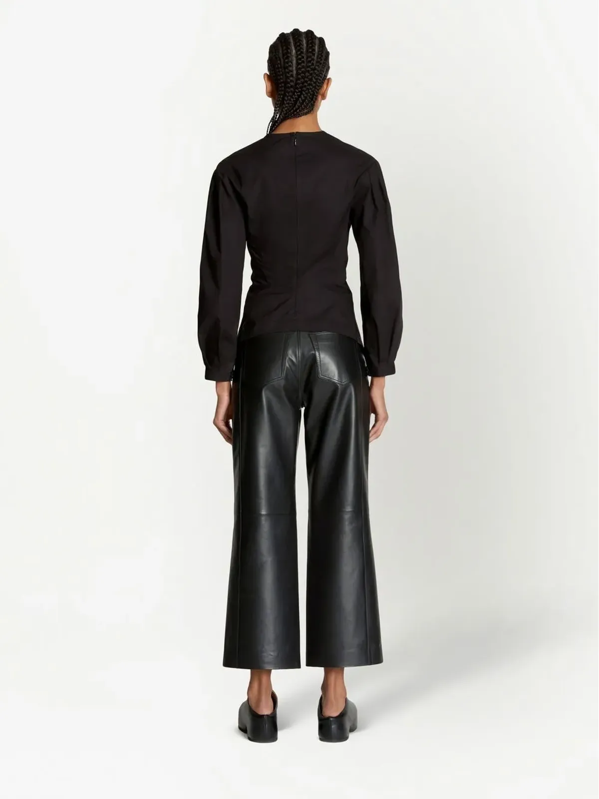Proenza Schouler White Label Vネック コットンポプリン トップス ブラック - 画像4