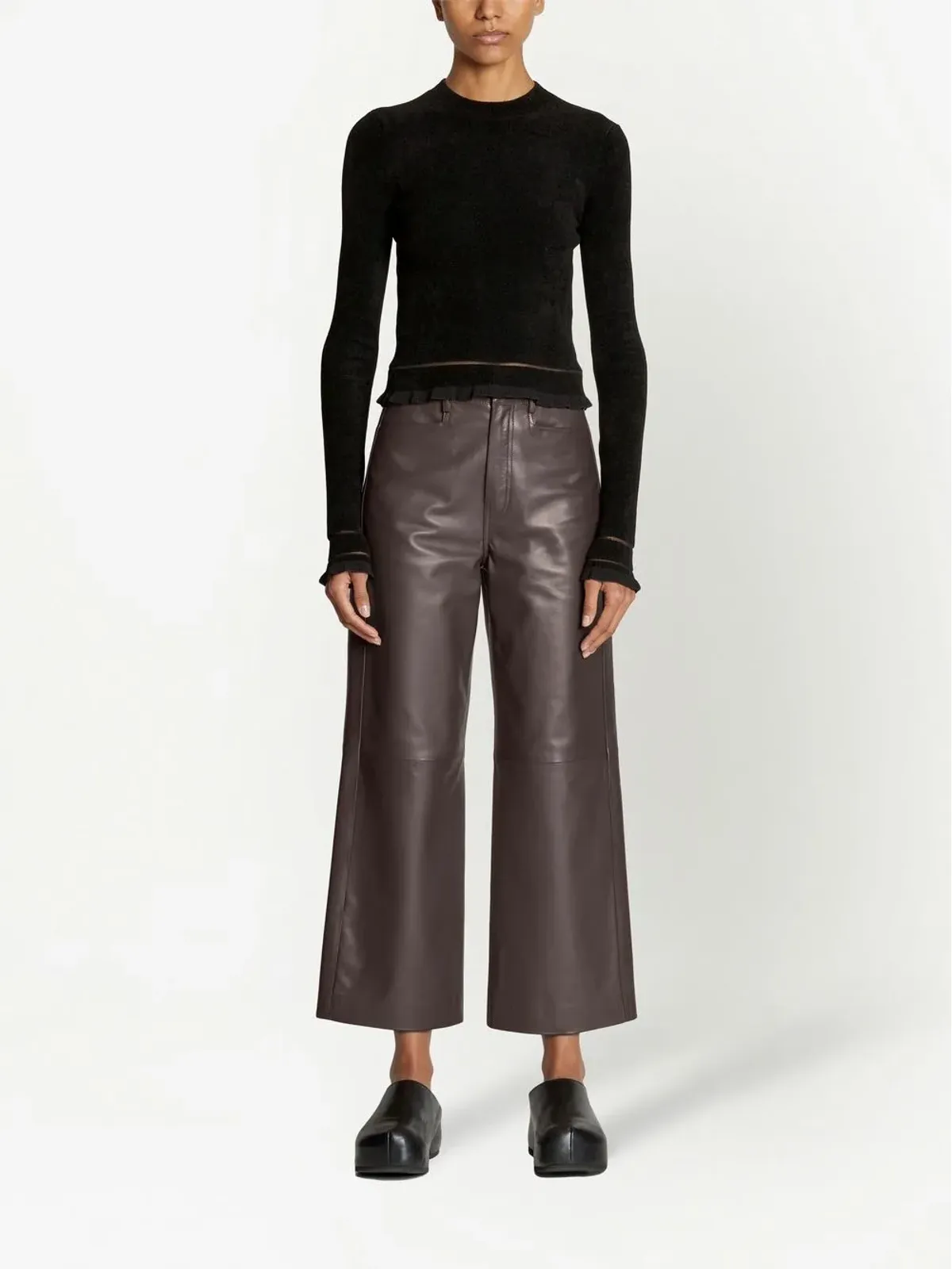 Proenza Schouler White Label クロップド丈チェニール風テクスチャー ジャンパー - ブラック - 画像2