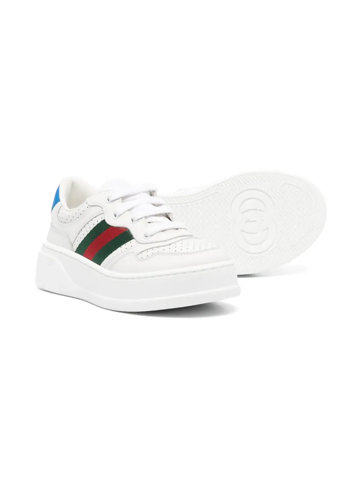Gucci Kids ウェブディテール レザースニーカー - 画像2